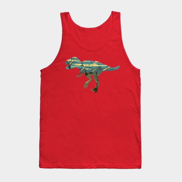 T Rex Silhouette Illustration Tank Top by Mako Design 